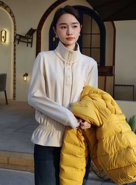 邱莹莹 HELAAOMI “收腰卫衣”莱赛尔松紧设计自然褶裥卫衣