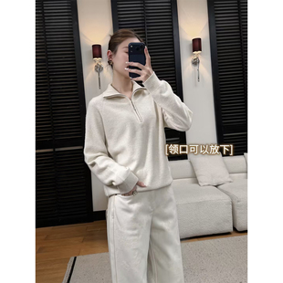 绵羊毛89.1%一线成衣无缝针织衫 邱莹莹 拉链毛衣 AOMI HELA