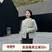 邱莹莹 小香羽绒服外套气质圆领单排扣上衣 青玉翡 HELA AOMI