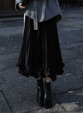 邱莹莹 HELA AOMI “步履生花”斜纹肌理中长款高腰设计半身裙