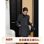 HELA AOMI 继承者大衣 邱莹莹 高级感翻领双排扣中长款 外套