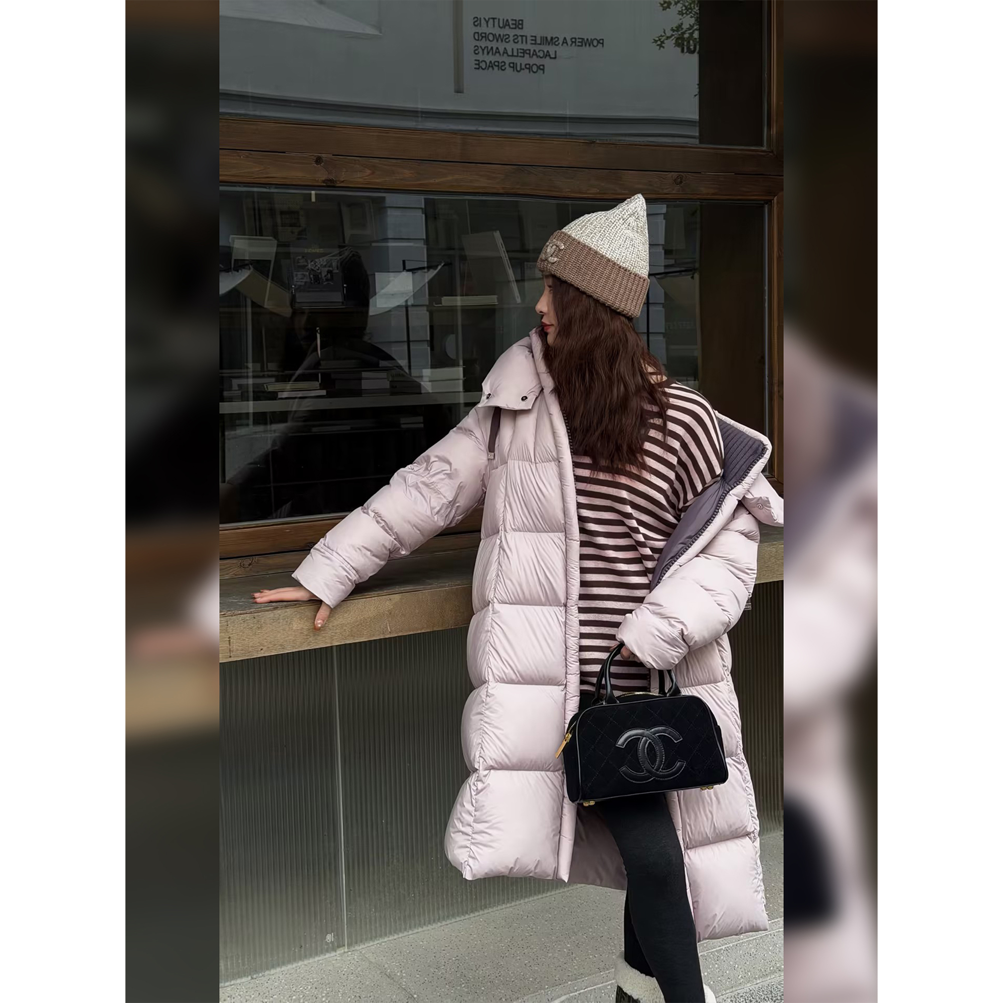 邱莹莹 HELA AOMI “撞色条纹.精仿羊毛”绵羊毛100%针织衫