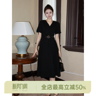 仲夏夜颂 邱莹莹 醋酯纤维59.1% AOMI 赫本风收腰连衣裙女 HELA