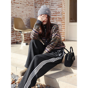 绵羊毛兔毛提花撞色针织衫 邱莹莹 冬日费尔岛 AOMI HELA