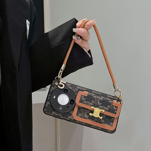 适用苹果17promax手机壳斜挎可背华为pura80pro高档奢华荣耀500女生oppofindx8潮牌小米17插卡vivox200外壳女