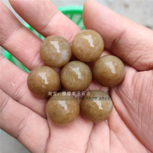 新疆和田玉且末料糖料圆珠散珠单颗配多宝手串手链锁骨链路路通