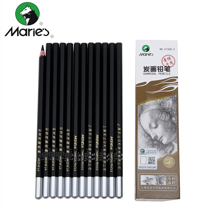炭笔12支素描马利素描绘画铅笔