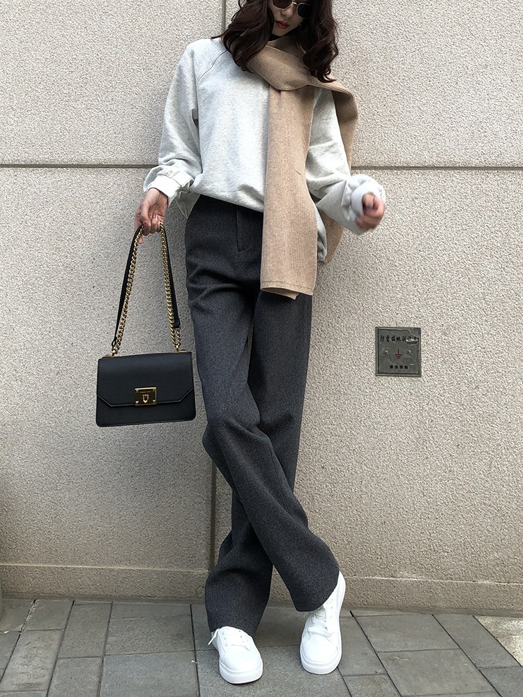 高腰直筒阔腿裤长裤宽松拖地裤