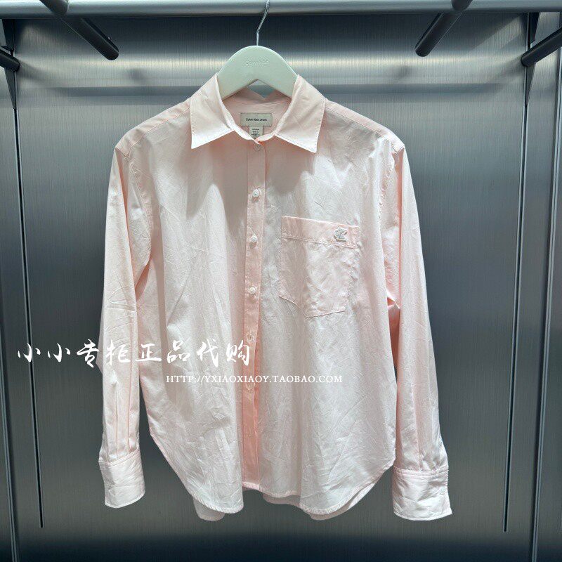 CK Jeans专柜正品 2026春夏款女士度假风刺绣宽松长袖衬衫47F102G