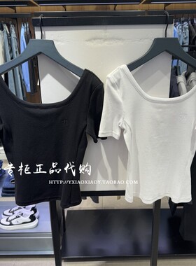 CK Jeans专柜正品 25春夏女士大圆领刺绣辣妹正肩短袖T恤 47AB210