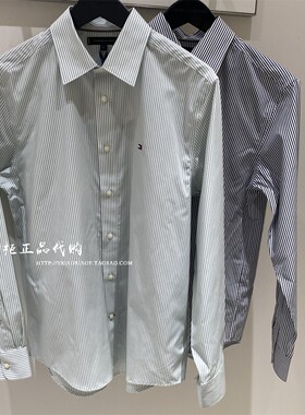 TOMMY专柜正品 2026春夏新款男纯棉通勤免烫条纹长袖衬衫 MW42526