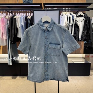 CK Jeans专柜正品 2026春夏款男士美式复古短袖牛仔衬衫 4RF906G