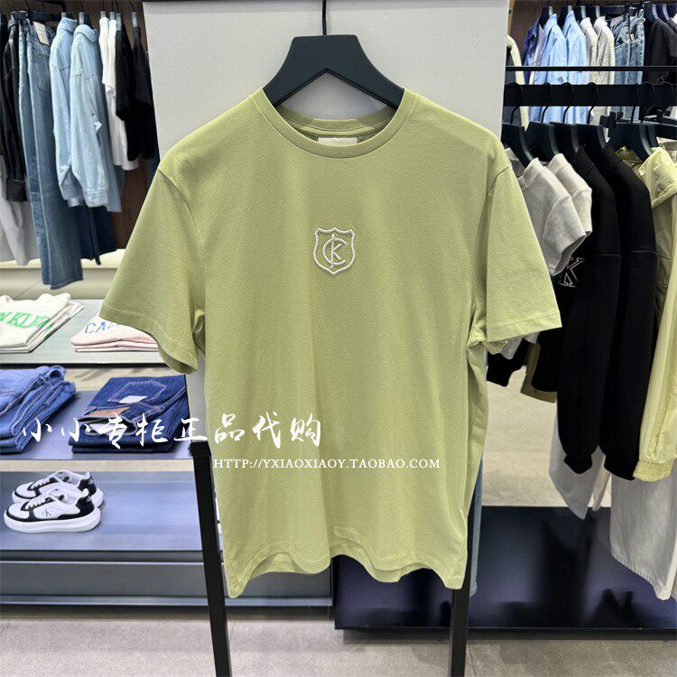 CK Jeans专柜正品2025春夏新款男装盾牌刺绣圆领短袖T恤4RB828G
