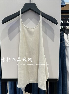 CK Jeans专柜正品 2024早秋款女士性感露背挂脖背心针织衫J223613