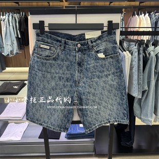 CK Jeans专柜正品 2025早秋新款男士潮流满印直筒牛仔短裤4RC722G