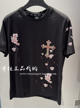 TCH轻奢潮牌专柜正品 2025夏款暗黑甜酷烫钻短袖T恤 T75B106027