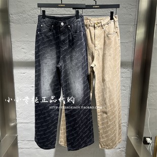 34566006 女士满印洗水牛仔长裤 VETEMENTS维特萌专柜正品 24秋款