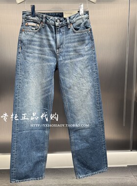 CK Jeans专柜正品 2025冬季新款女士字母贴袋直筒牛仔裤 47E704G