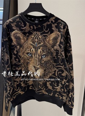 TCH轻奢潮牌专柜正品 2024秋冬男女烫钻狮子头圆领卫衣T72C116071