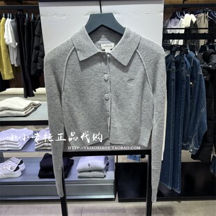 CK Jeans专柜正品 2025早春女士羊毛混纺翻领针织开衫毛衣J225091