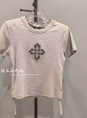 轻奢潮牌TCH专柜正品 2026春夏款十字架刺绣短袖T恤 T78B106161