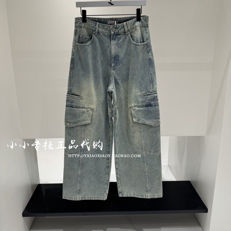 INXX专柜正品 2025秋款男女水洗磨白口袋工装牛仔长裤 XSF3221423