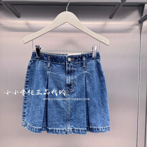 CKJeans学院风百褶牛仔短裙