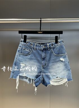 INXX正品磨白高腰牛仔短裤