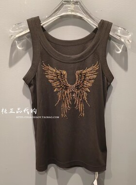 轻奢潮牌TCH专柜正品2026夏款甜酷风烫钻翅膀背心TB78B03E1001