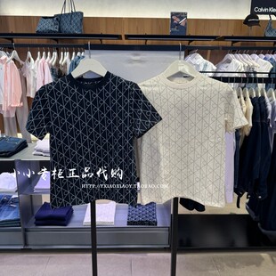 CK Jeans专柜正品 2026春夏新款女士字母满印显瘦短袖T恤 47G811G