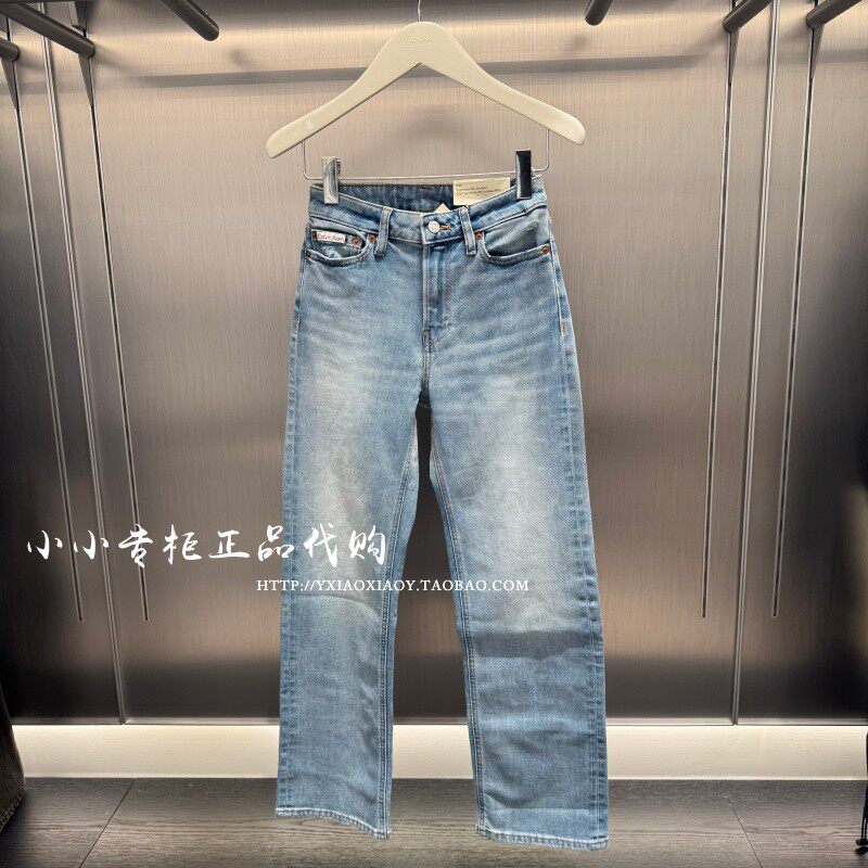 CK Jeans专柜正品 2026春夏新款女士复古磨白直筒牛仔裤 47F716G