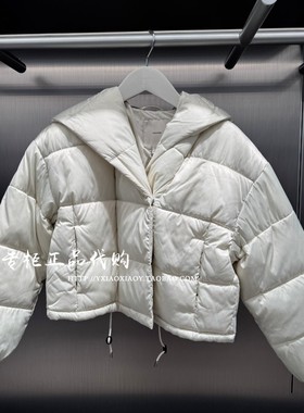 CK Jeans专柜正品 2025秋冬新款女士短款面包连帽加棉外套44E514G