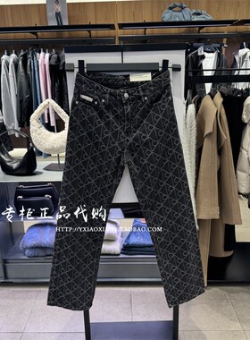 CK Jeans专柜正品 2025冬季新款女士老花满印直筒牛仔裤 47E620G