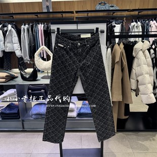 CK Jeans专柜正品 2025冬季新款女士老花满印直筒牛仔裤 47E620G