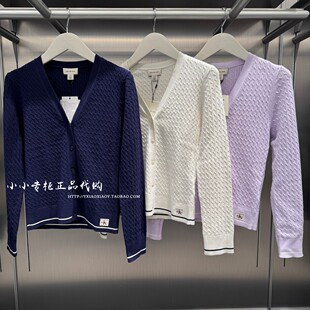 女士绣标绞花纽扣V领针织开衫 2026春夏款 47F322G Jeans专柜正品