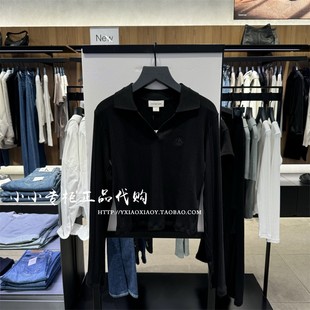 女士刺绣修身 24秋款 V字POLO衫 长袖 J224946 T恤 Jeans专柜正品