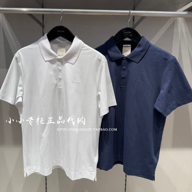 CK Jeans专柜正品 2025秋款男士纯色简约翻领休闲短袖T恤 4LC220G