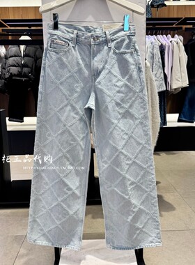 CK Jeans专柜正品 2026春夏新款女士老花宽松阔腿牛仔裤 47F495G