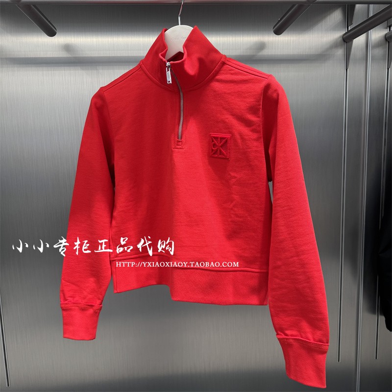 CK Jeans专柜正品 2025冬季新款女士新年红字母标拉链卫衣44E288G
