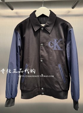 CK Jeans专柜正品 2025秋冬款男士学院风撞色刺绣翻领棉服4RD400G