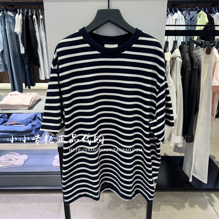 CK Jeans专柜正品 2025夏季新款男士条纹宽松休闲短袖T恤 4RB008G