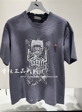 INXX专柜正品 2025春款男女印花宽松破洞做旧短袖T恤 XSF2010009