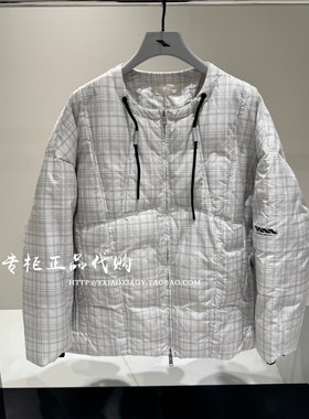 INXX专柜正品 2025冬款男女新中式格纹拼接圆领羽绒服 XWF4151125