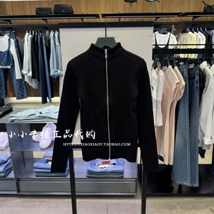 CK Jeans专柜正品 2025秋季新款女士立领修身拉链针织开衫44D353G