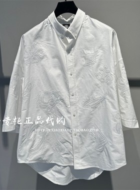 轻奢潮牌TCH专柜正品 2024秋款重工刺绣烫钻长袖衬衫 T72C136002