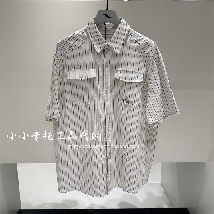 INXX专柜正品 2025夏款男女条纹宽松彩色点缀短袖衬衫 XWF2041174