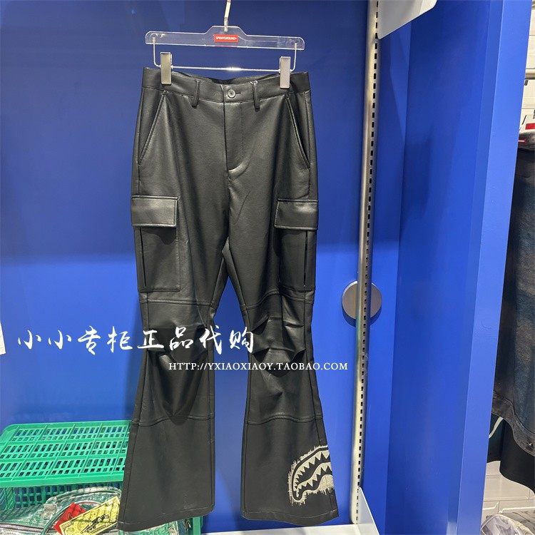 SprayGround鲨鱼专柜正品 24春款男女印花时尚微喇皮裤 W1012312