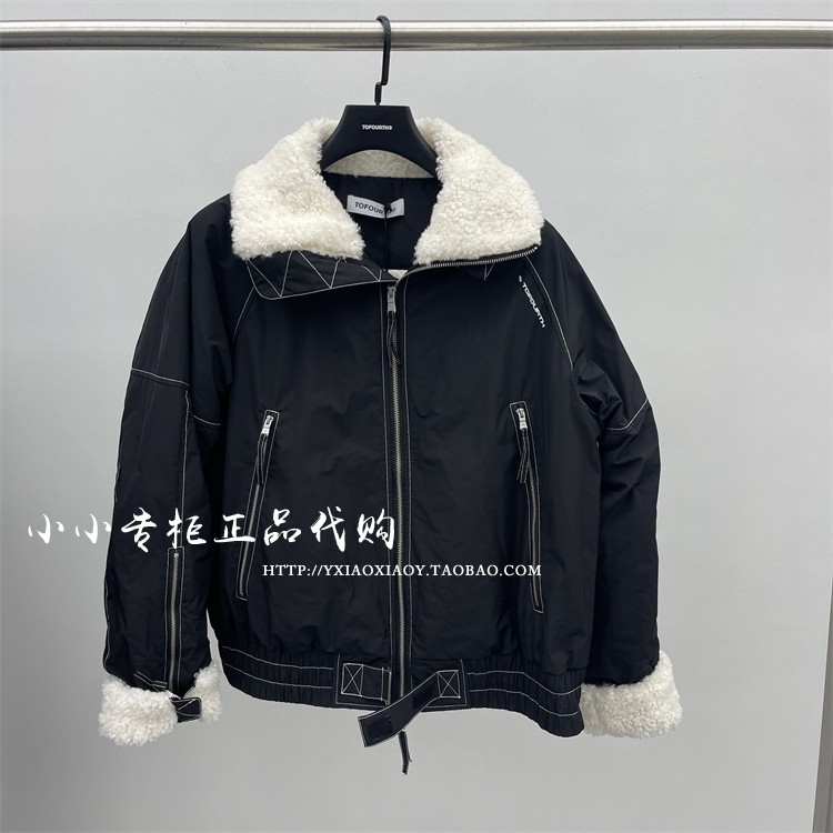 INXX专柜正品 2023冬款TOFOURTH男女刺绣拉链棉衣棉服 TFD416B405