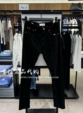 CK Jeans24早秋新款男士经典标牌黑色洗水楔形锥形牛仔裤 J325961