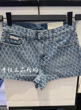 CK Jeans专柜正品 2025夏季新款女士复古纯棉满印牛仔短裤47C705G